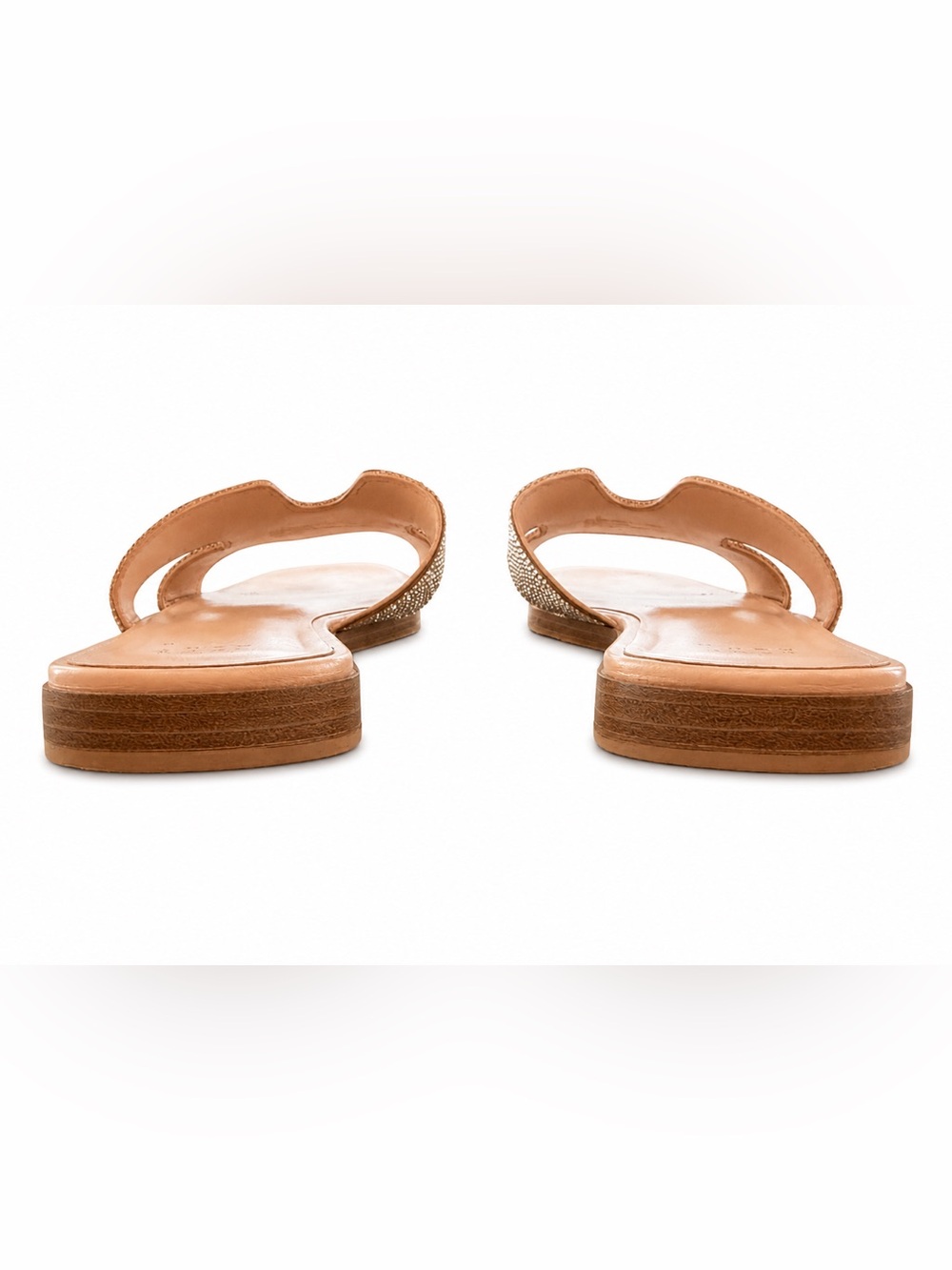 Sparkly Rhinestones Nude Slide Sandals with Crystal-Strap Accents in H Style - Picture 6 of 11